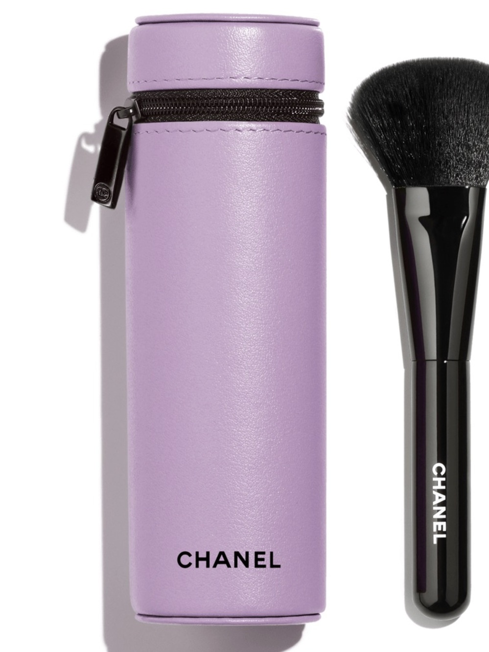CHANEL Immortelle Leather Makeup Brush Cosmetic Bag Travel Case Tube